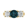 thumbnail image 1 of Three-Stone Engagement Ring for Women - 3ct Natural London Blue Topaz in 14K Yellow Gold Promise Ring, 1 of 6