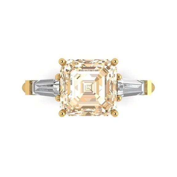 Three-Stone Engagement Ring for Women - 3ct Natural Morganite in 14K Yellow Gold Promise Ring