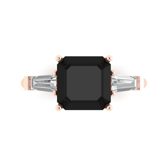 Three-Stone Engagement Ring for Women - 3ct Natural Onyx in 14K Rose Gold Promise Ring