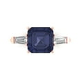 thumbnail image 1 of Three-Stone Engagement Ring for Women - 3ct Simulated Blue Sapphire in 14K Rose Gold Promise Ring, 1 of 8