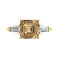 thumbnail image 1 of 3 cttw Simulated Champagne Diamond 14K Yellow Gold Engagement Ring for Women - 8.0mm Asscher Cut - Three-Stone Solid Gold, 1 of 6