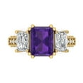 thumbnail image 1 of Three-Stone Engagement Ring for Women - 4.27ct Natural Amethyst in 14K Yellow Gold Promise Ring, 1 of 6