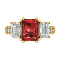 Three-Stone Engagement Ring for Women - 4.27ct Natural Garnet in 18K Yellow Gold Promise Ring