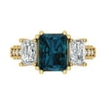 thumbnail image 1 of Three-Stone Engagement Ring for Women - 4.27ct Natural London Blue Topaz in 14K Yellow Gold Promise Ring, 1 of 8