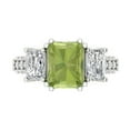 thumbnail image 1 of Three-Stone Engagement Ring for Women - 4.27ct Natural Peridot in 14K White Gold Promise Ring, 1 of 6