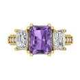 thumbnail image 1 of Three-Stone Engagement Ring for Women - 4.27ct Simulated Alexandrite in 14K Yellow Gold Promise Ring, 1 of 6