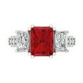thumbnail image 1 of Three-Stone Engagement Ring for Women - 4.27ct Simulated Ruby in 14K White Gold Promise Ring, 1 of 6