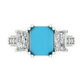 thumbnail image 1 of Three-Stone Engagement Ring for Women - 4.27ct Simulated Turquoise in 14K White Gold Promise Ring, 1 of 6