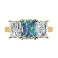 thumbnail image 1 of Three-Stone Engagement Ring for Women - 4ct Blue Moissanite in 18K Yellow Gold Promise Ring, 1 of 6