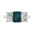 thumbnail image 1 of Three-Stone Engagement Ring for Women - 4ct Natural London Blue Topaz in 14K White Gold Promise Ring, 1 of 6