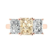 Three-Stone Engagement Ring for Women - 4ct Natural Morganite in 18K Rose Gold Promise Ring