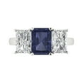thumbnail image 1 of Three-Stone Engagement Ring for Women - 4ct Simulated Blue Sapphire in 14K White Gold Promise Ring, 1 of 6