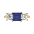 thumbnail image 1 of Three-Stone Engagement Ring for Women - 4ct Simulated Tanzanite in 14K Yellow Gold Promise Ring, 1 of 7