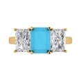 thumbnail image 1 of Three-Stone Engagement Ring for Women - 4ct Simulated Turquoise in 14K Yellow Gold Promise Ring, 1 of 8