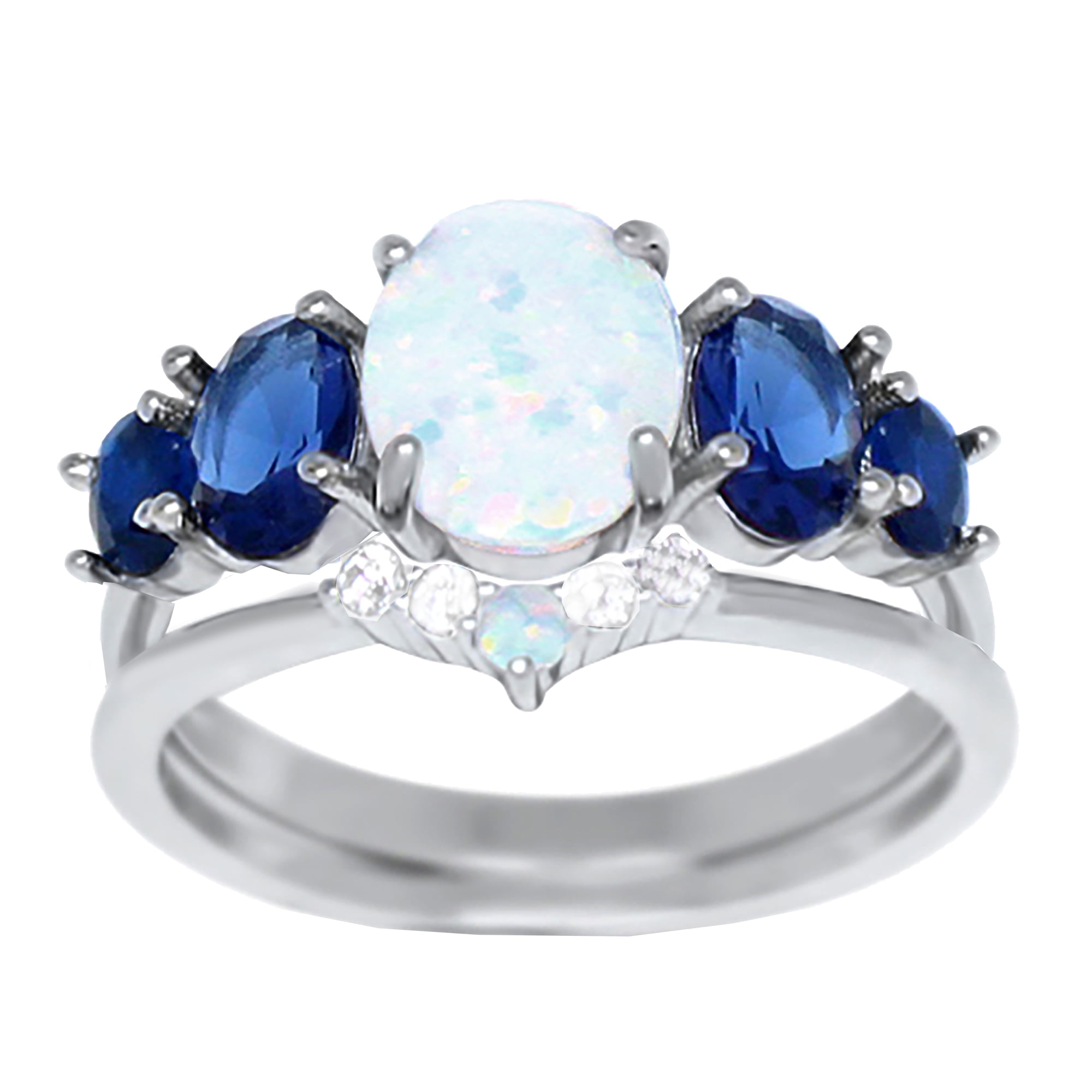Opal and sapphire wedding rings best sale