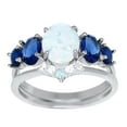 thumbnail image 1 of LaRaso & Co Opal Blue Sapphire CZ Unique Wedding Engagement Ring Set Size 9, 1 of 4