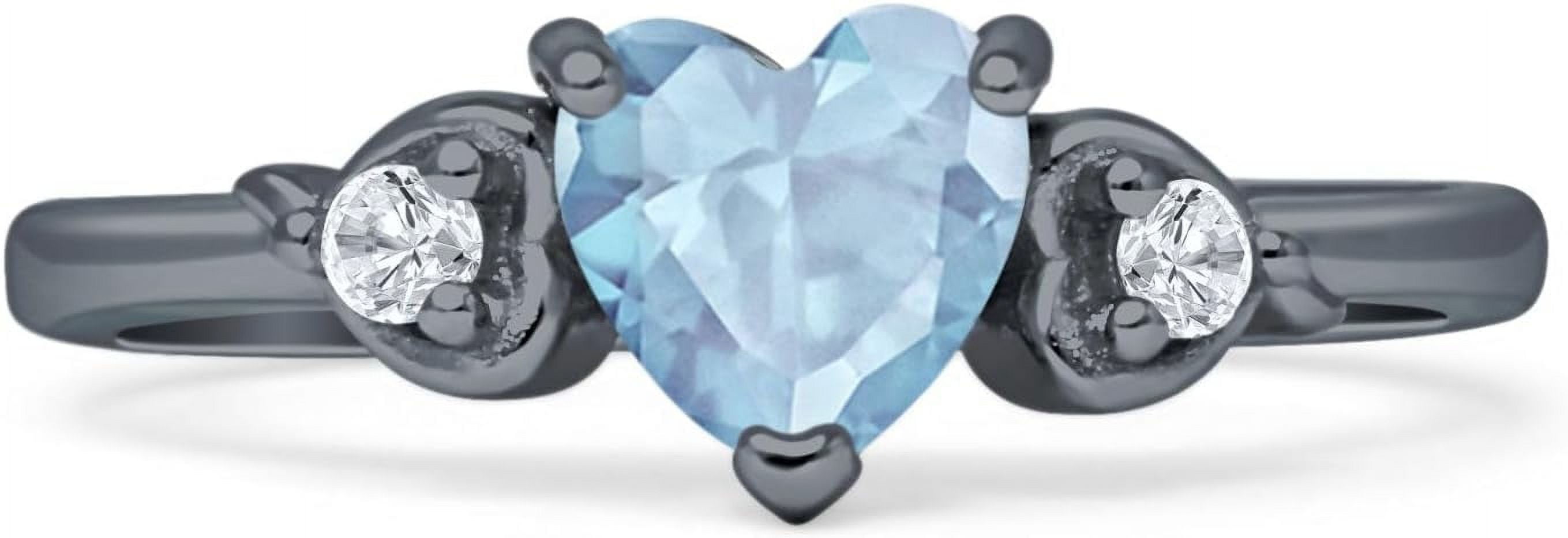 【threetimes】 Heart cap ♥2Color Three Stone Heart Promise Ring Cubic Zirconia Yellow Tone