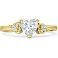 thumbnail image 1 of Three Stone Heart Promise Ring Cubic Zirconia Yellow Tone 925 Sterling Silver, Size 5, 1 of 7