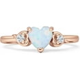 thumbnail image 1 of Three Stone Heart Promise Ring White Opal Rose Tone 925 Sterling Silver, Size 8, 1 of 7