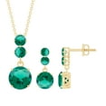 thumbnail image 1 of Rosec Jewels Certified Lab Grown Emerald Drop Jewelry Set for Women - AAAA Grade - Emerald Pendant and Earring Set with Jewelry Box, 14K Yellow Gold, 1 of 8