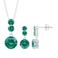 thumbnail image 1 of Rosec Jewels Certified Lab Grown Emerald Drop Jewelry Set for Women - AAAA Grade - Emerald Pendant and Earring Set with Jewelry Box, 18K White Gold, 1 of 8