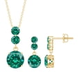 thumbnail image 1 of Rosec Jewels Certified Lab Grown Emerald Drop Jewelry Set for Women - AAAA Grade - Emerald Pendant and Earring Set with Jewelry Box, 18K Yellow Gold, 1 of 8