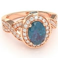 thumbnail image 1 of Three Stone Lab-Created Alexandrite Diamond Peekaboo Halo Engagement Ring In 14k Rose Gold, 1 of 6