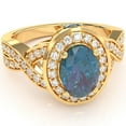 thumbnail image 1 of Three Stone Lab-Created Alexandrite Diamond Peekaboo Halo Engagement Ring In 14k Yellow Gold, 1 of 6