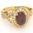 thumbnail image 1 of Three Stone Lab-Created Ruby Diamond Peekaboo Halo Engagement Ring In 14k Yellow Gold, 1 of 6