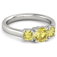thumbnail image 1 of Three Stone Band Ring Lemon Topaz 0.60 Ctw 925 Sterling Silver Women Love Christmas Ring Size US- 6, 1 of 5