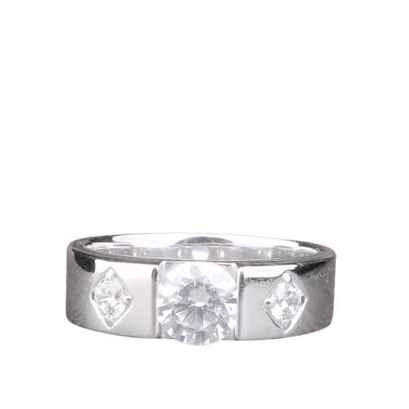 Three Stone Men's Diamond Engagement Ring, Tention Set Diamond Ring For Men, Proposal Ring For Boyfriend, 2.3 Ct Simulated Diamond, 925 Sterling Silver, Men's Jewelry
