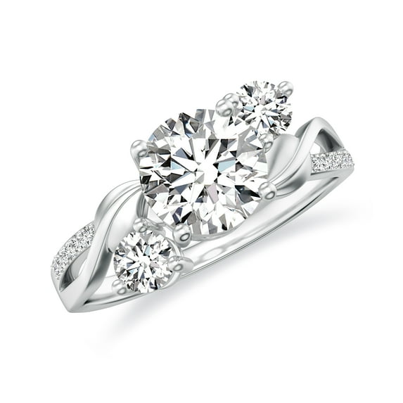 Three Stone Moissanite Engagement Rings for Women 925 Sterling Silver Twisted Solitaire Diamond Ring White Gold Infinity Wedding Anniversary Ring Size 10