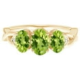 thumbnail image 1 of Three Stone Oval 2.5 Ctw Peridot 925 Sterling Silver Yellow Plated Ring, 1 of 4