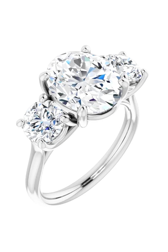 Three Stone Oval Cut Lab Diamond Engagement Ring 3.50 Carats