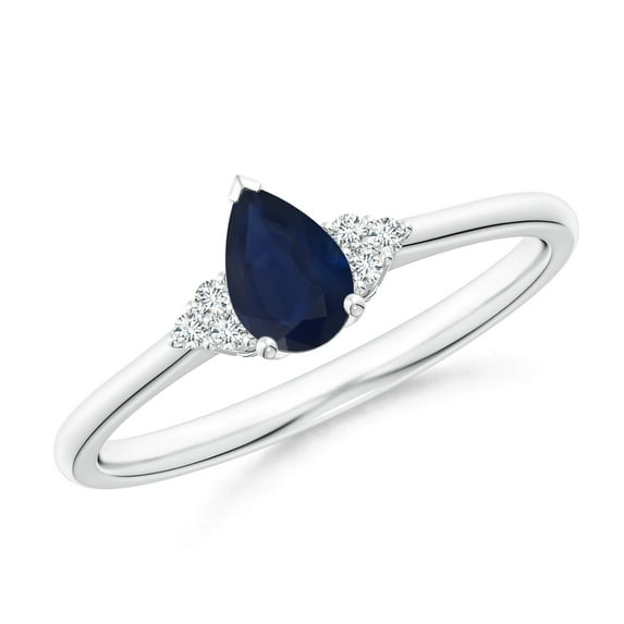 Three Stone Pear 2 Ctw Blue Sapphire Gemstone 925 Sterling Silver Women Wedding Ring Jewelry