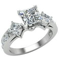 thumbnail image 1 of Three-Stone Princess Cut Diamond Engagement Ring for Women Past Present Future 1.40 Carat Total Weight 14K White Gold (F,VS1), 1 of 5