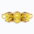 thumbnail image 1 of Three Stone Ring | 14K Gold Plated 925 Silver Citrine Ring – Oval Gemstone Statement Jewelry | US 5, 1 of 6