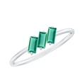 thumbnail image 1 of Rosec Jewels Lab Grown Emerald Promise Ring for Women - Baguette Emerald 3 Stone Ring - AAAA Quality Certified, 10K White Gold, US 5.50, 1 of 8