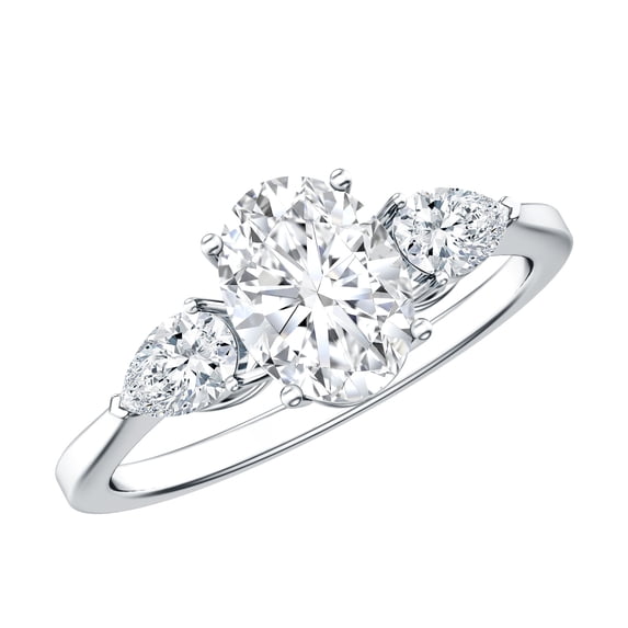 Rosec Jewels Three Stone Ring - Certified Moissanite Ring for Women (1.6 CT, D-VS1 Quality), 14K White Gold, US 3.00