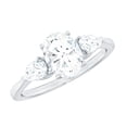 thumbnail image 1 of Rosec Jewels Three Stone Ring - Certified Moissanite Ring for Women (1.75 CT, D-VS1 Quality), 14K White Gold, US 6.50, 1 of 9
