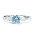 thumbnail image 1 of Three Stone Ring Kite Shape Aquamarine Cubic Zirconia White Tone 925 Sterling Silver, Size 7, 1 of 7
