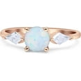 thumbnail image 1 of Three Stone Ring Kite Shape White Opal Rose Tone 925 Sterling Silver, Size 5, 1 of 7