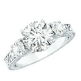 thumbnail image 1 of Rosec Jewels Three Stone Ring for Women - Certified Moissanite Engagement Ring (D-VS1 Grade), 10K White Gold, US 6.00, 1 of 7