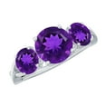 thumbnail image 1 of Rosec Jewels Three Stone Ring for Women - Natural Amethyst Crossover Ring - AAA Quality, 10K White Gold, US 4.00, 1 of 8