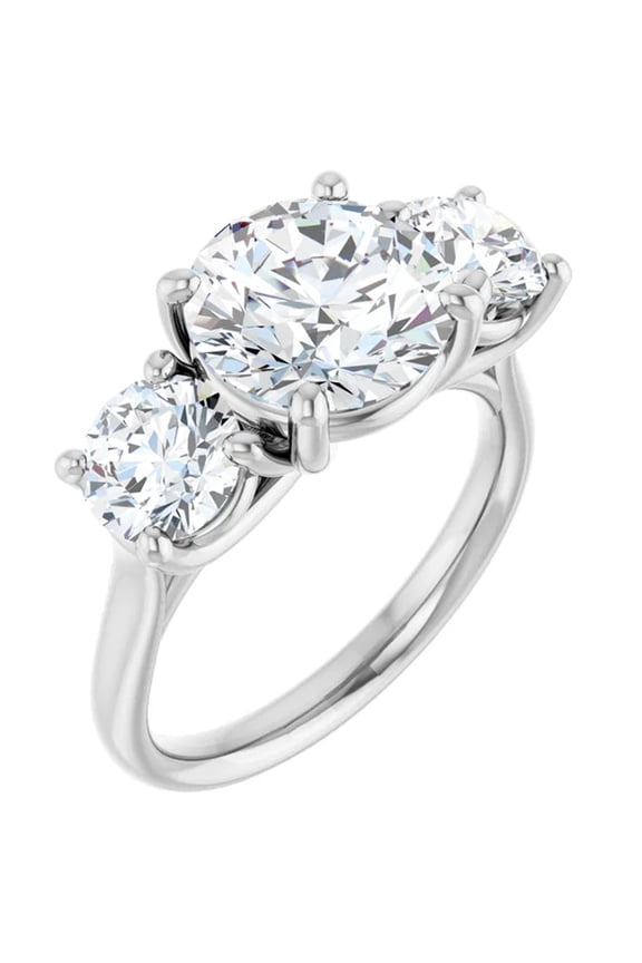 Three Stone Round Cut Lab Diamond Engagement Ring 2.50 Carats