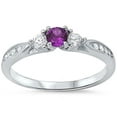 thumbnail image 1 of Three Stone Round Engagement Ring Amethyst CZ 925 Sterling Silver Size 5, 1 of 4