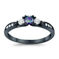 thumbnail image 1 of Three Stone Round Engagement Ring Black Tone Rainbow CZ 925 Sterling Silver Size 8, 1 of 4