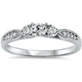 thumbnail image 1 of Three Stone Round Engagement Ring CZ 925 Sterling Silver Size 8, 1 of 4