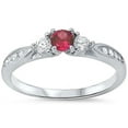 thumbnail image 1 of Three Stone Round Engagement Ring Ruby CZ 925 Sterling Silver Size 3, 1 of 5