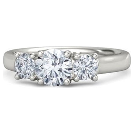 Three Stone Round White Topaz 0.60 Ctw 925 Sterling Silver Christmas Ring (Sterling Silver, 5.5)